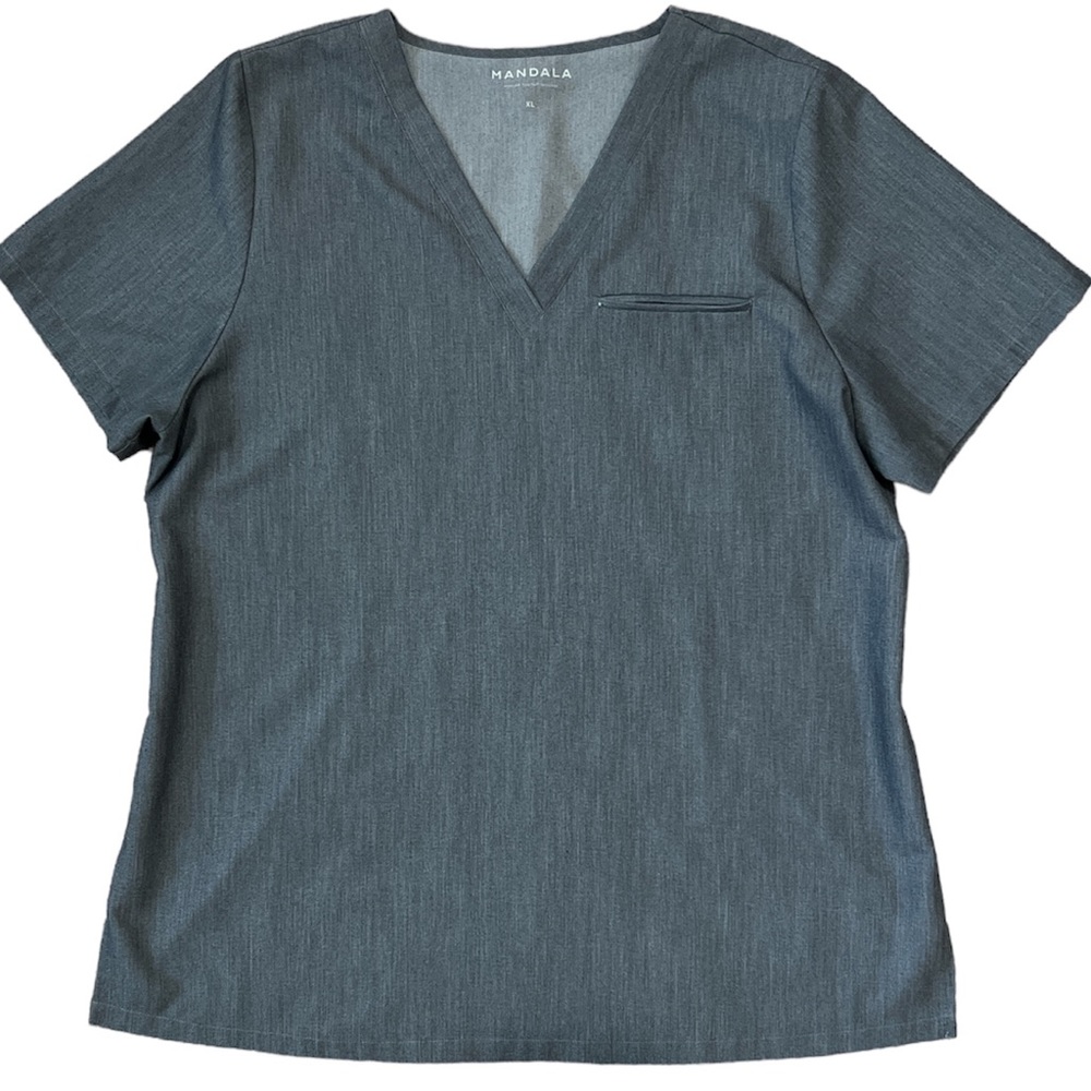 Mándala Woven With Equa Tek Technology Heathered Gray Vneck Women XL Scrub Top